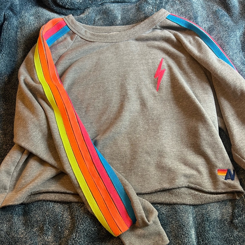 Aviator Nation cropped five stripe sweatshirt